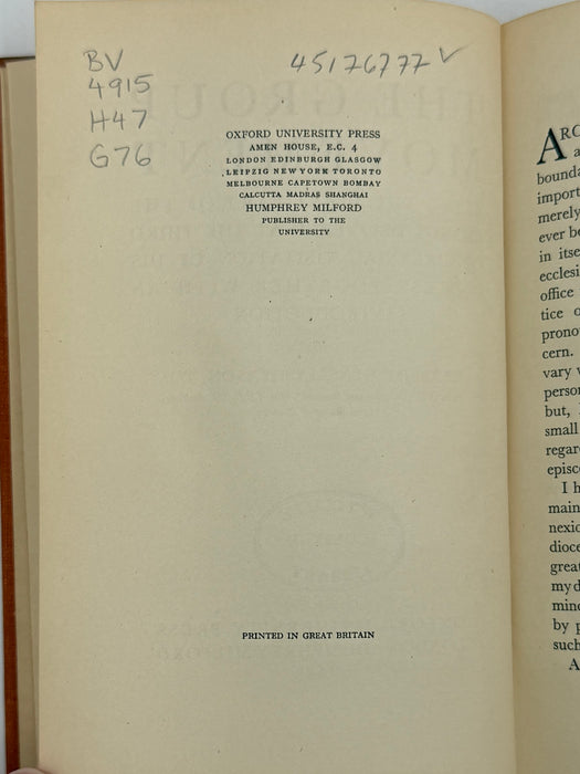 The Oxford Group Movement By Herbert Hensley Henson, D.D. - 1933