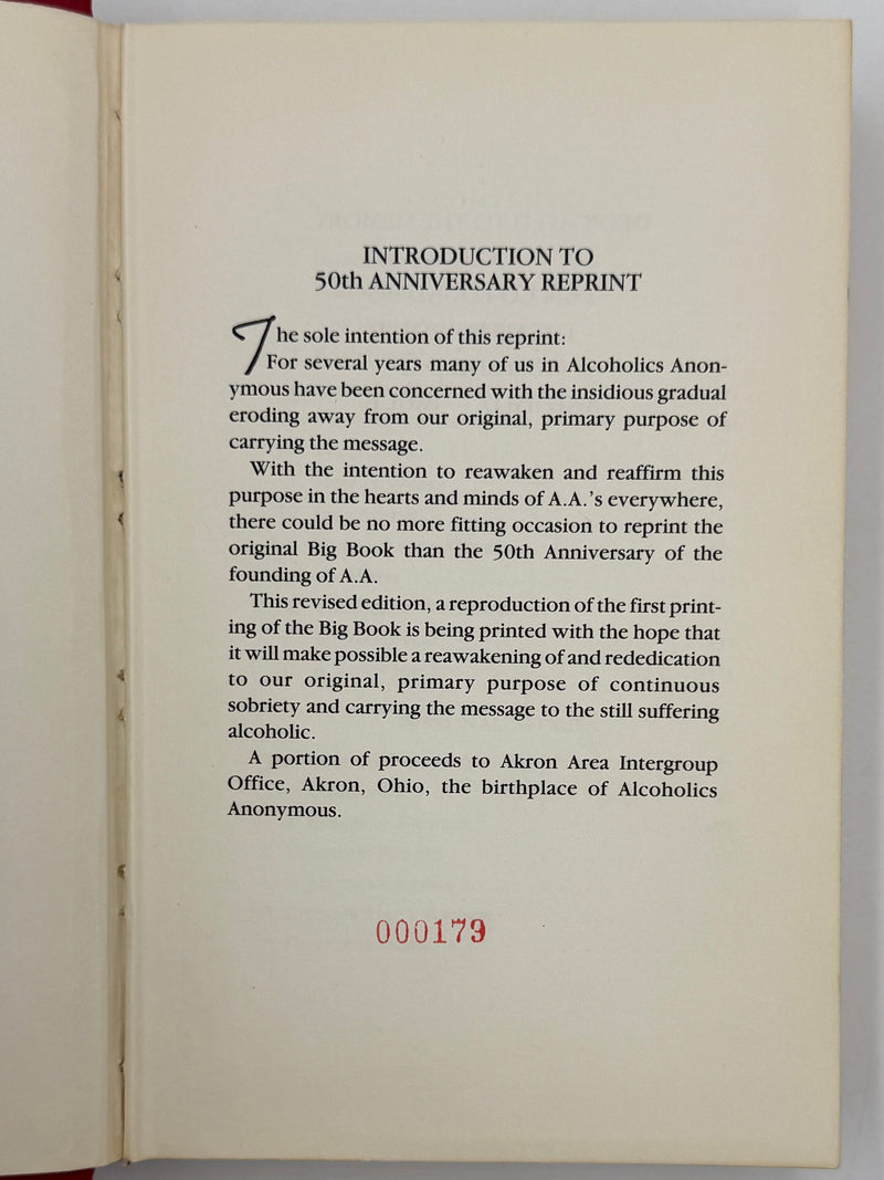 Alcoholics Anonymous 50th Anniversary First Edition by CTM Recovery Collectibles