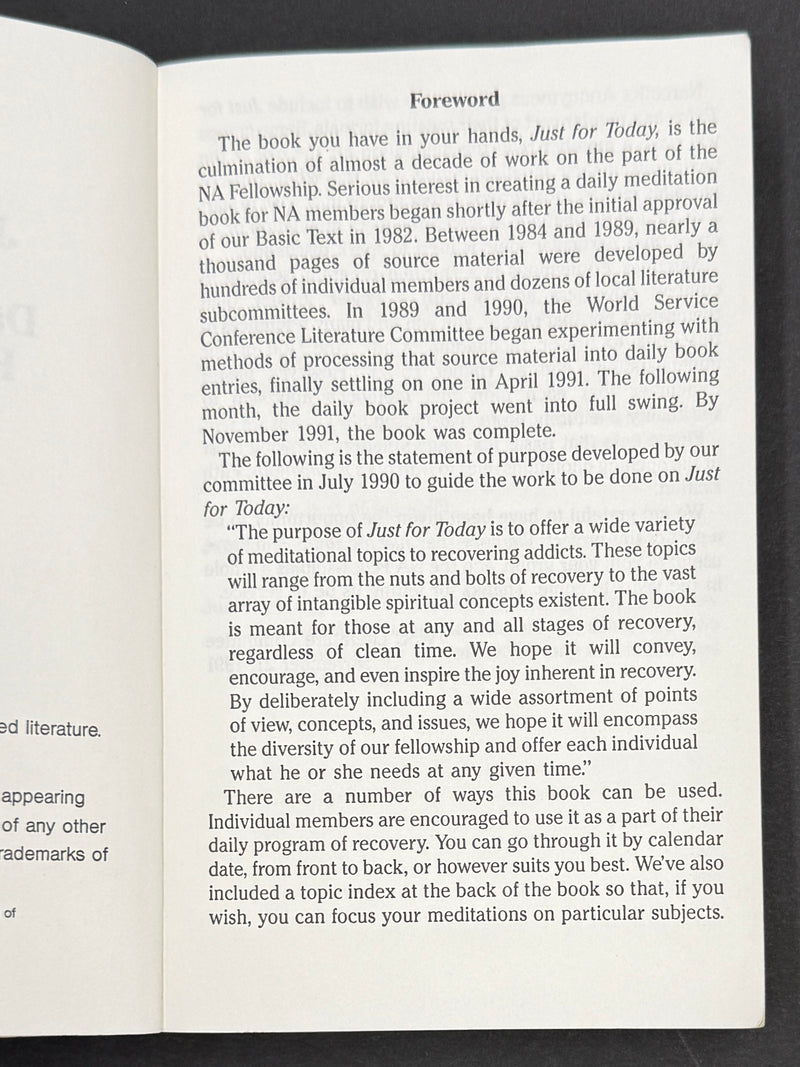 Just for Today — Narcotics Anonymous | First Edition, First Printing — 1992