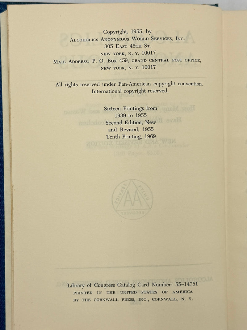 Alcoholics Anonymous Second Edition Big Book 10th Printing with ODJ