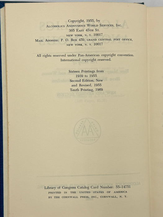 Alcoholics Anonymous Second Edition Big Book 10th Printing with ODJ