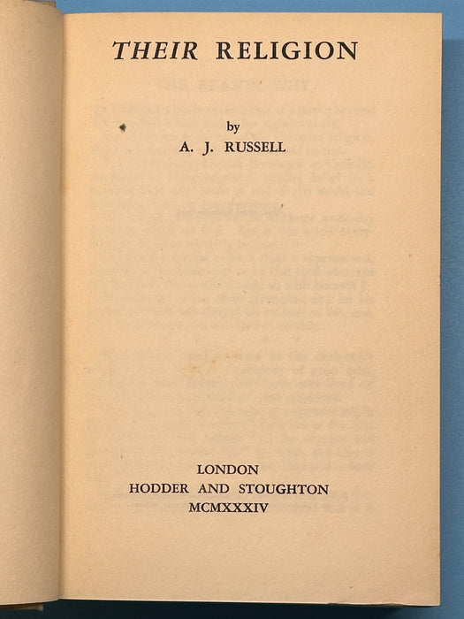 Their Religion by A.J. Russell - First Printing from 1934 Recovery Collectibles