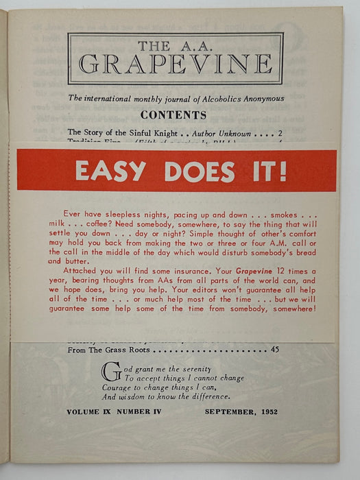 AA Grapevine - September 1952 - Tradition Five