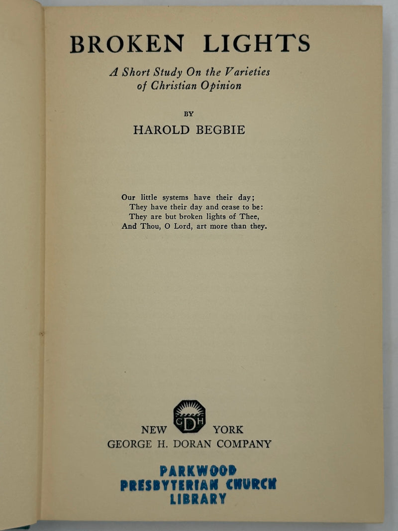 Broken Lights by Harold Begbie