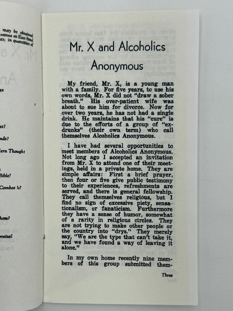 Signed by “Mr. X” (Clarence Snyder) - Alcoholics Anonymous First Edition 12th Printing