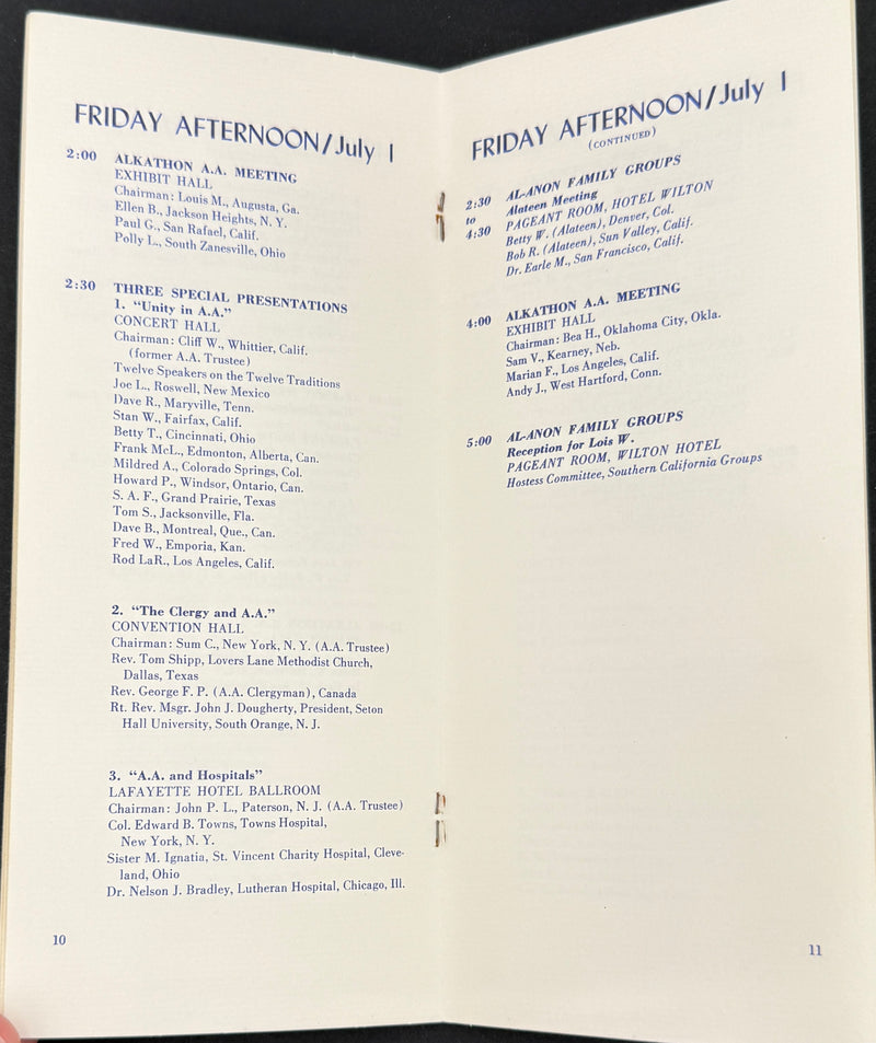 Program — 25th Anniversary International Convention of Alcoholics Anonymous  Long Beach, California · July 1–3, 1960