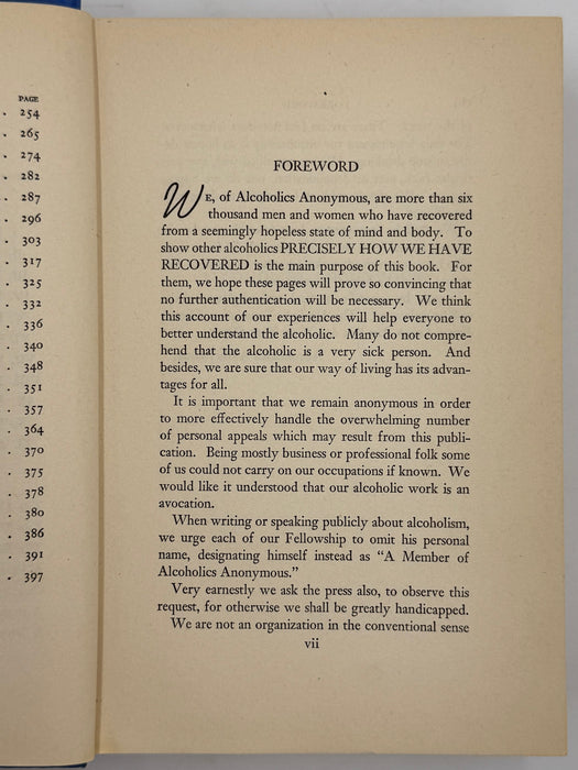 Alcoholics Anonymous First Edition Light Blue 3rd Printing from 1942 - RDJ