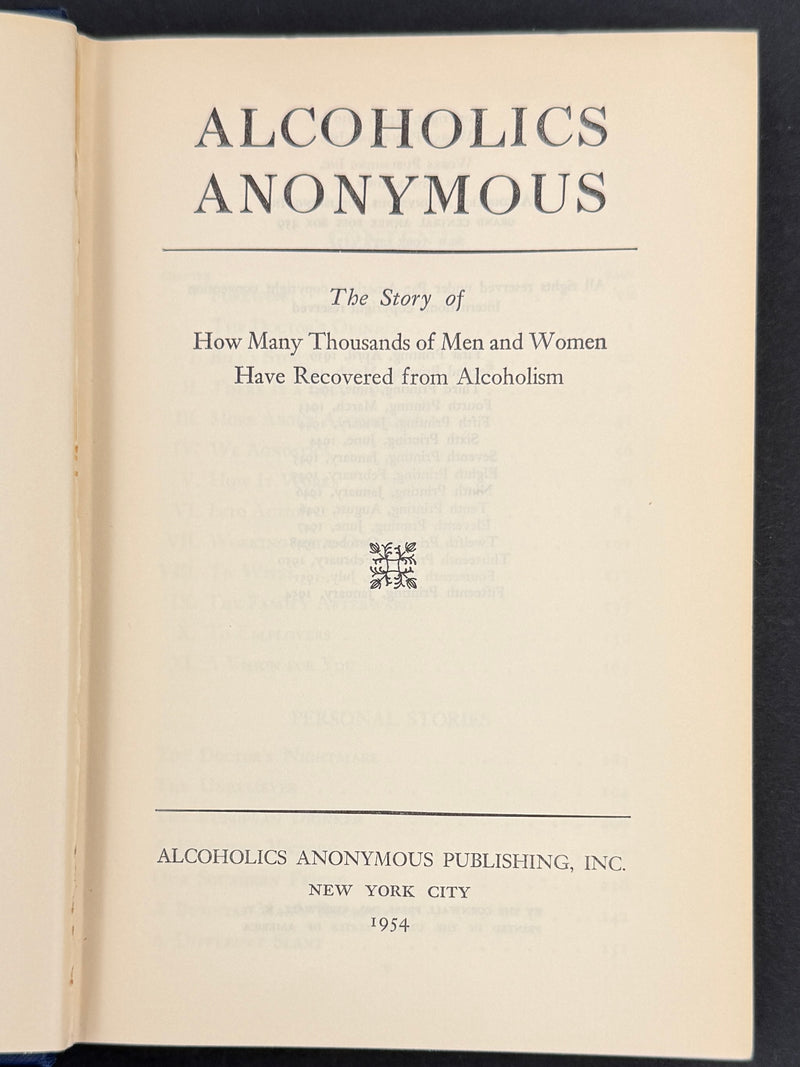 Alcoholics Anonymous Big Book — First Edition, Fifteenth Printing — January 1954 — Original Dust Jacket