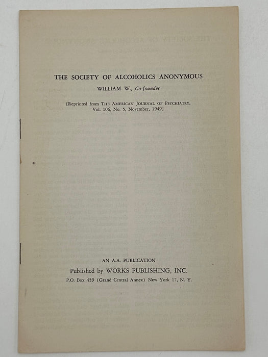 The Society of Alcoholics Anonymous - Pamphlet