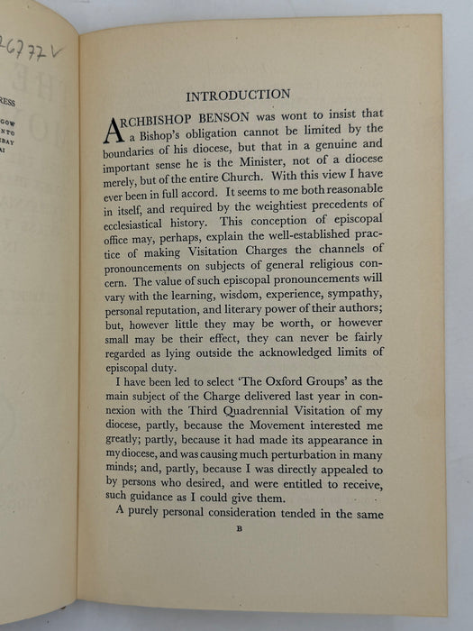 The Oxford Group Movement By Herbert Hensley Henson, D.D. - 1933