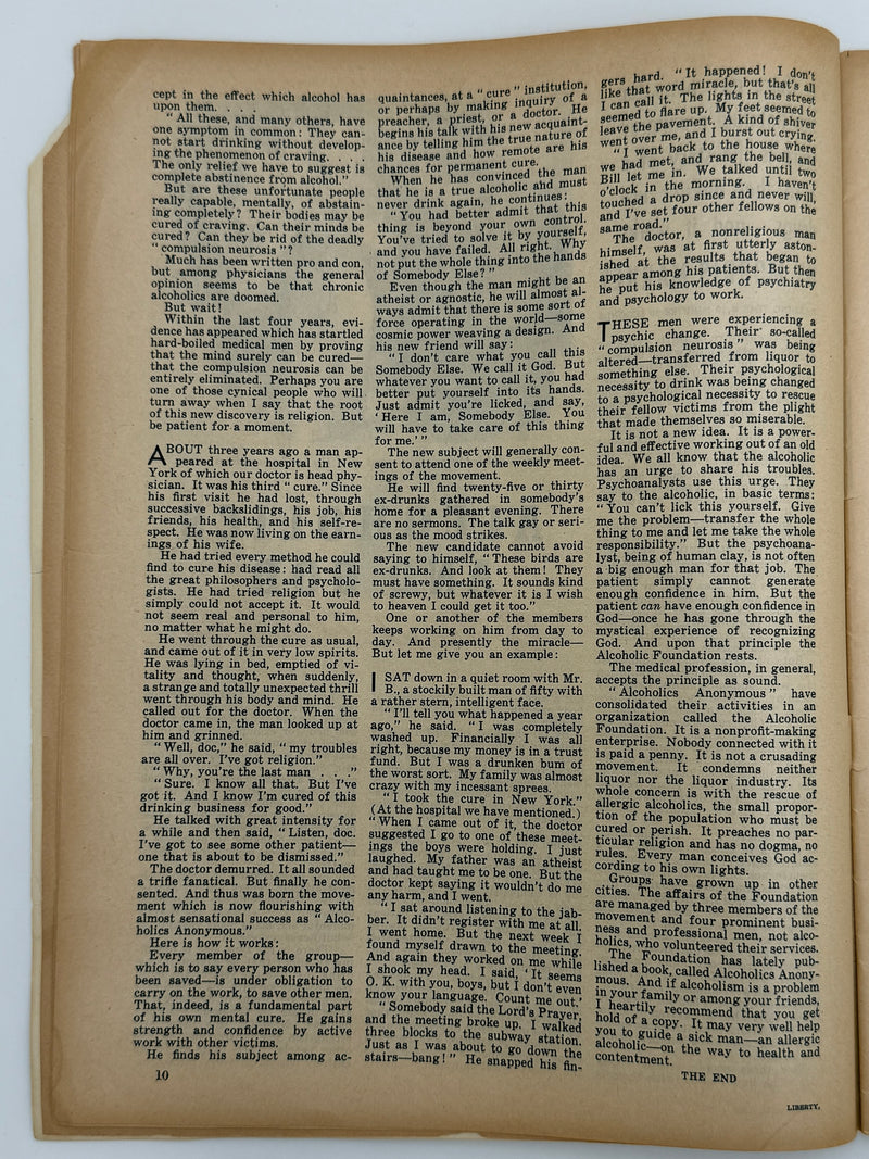 Canadian issue of the Liberty Magazine from September 1939 - Alcoholics and God article