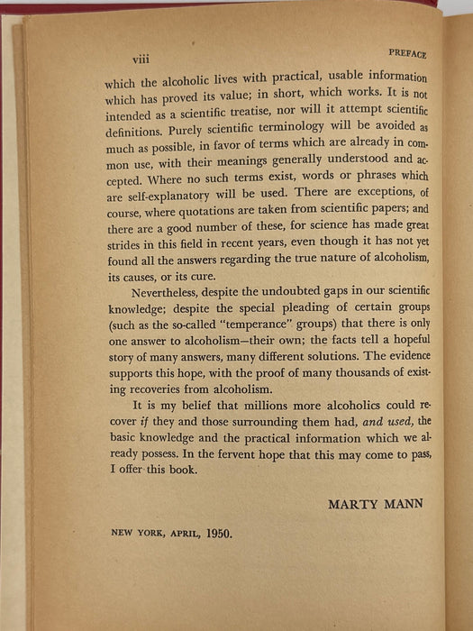 Primer On Alcoholism by Marty Mann - Fifth Printing - ODJ