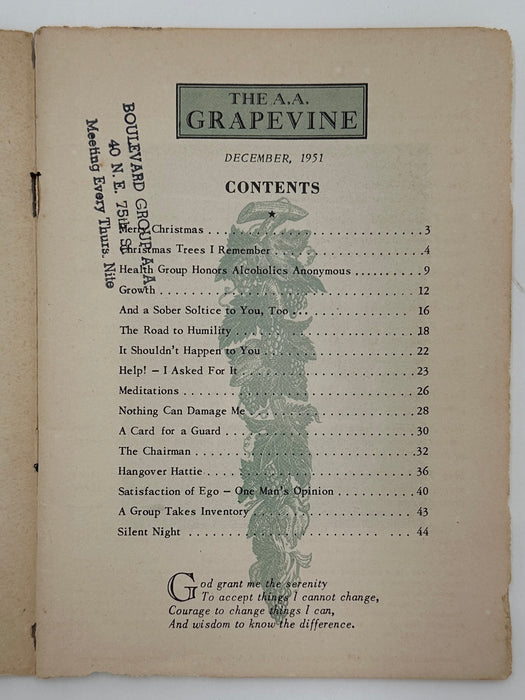 AA Grapevine from December 1951 - Lasker Award