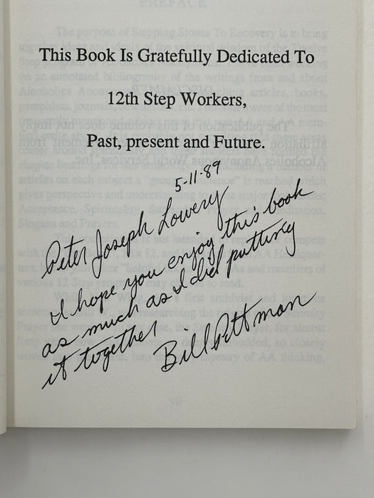 Signed - Stepping Stones to Recovery by Bill Pittman - 1988