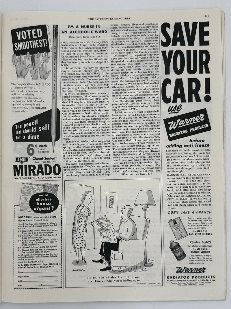 Saturday Evening Post - I’m a Nurse in an Alcoholic Ward - October 1952
