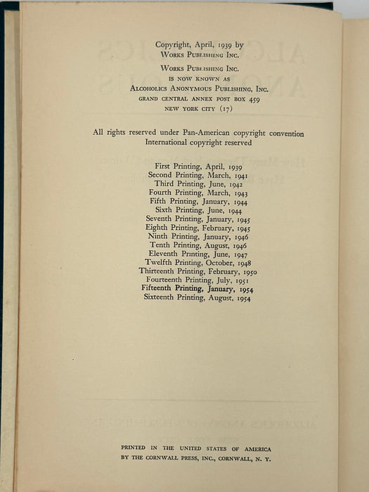 Alcoholics Anonymous First Edition 16th Printing from 1954 with ODJ