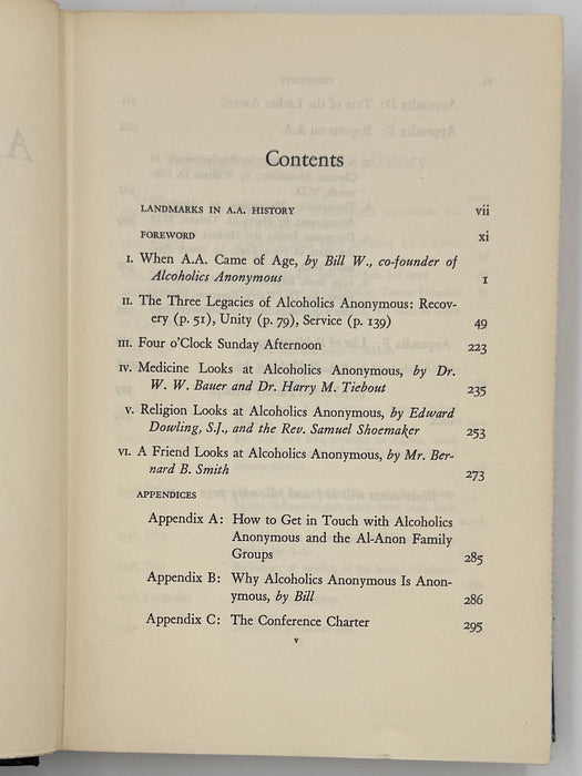 Signed by Bill Wilson - Alcoholics Anonymous Comes Of Age - First Printing from 1957