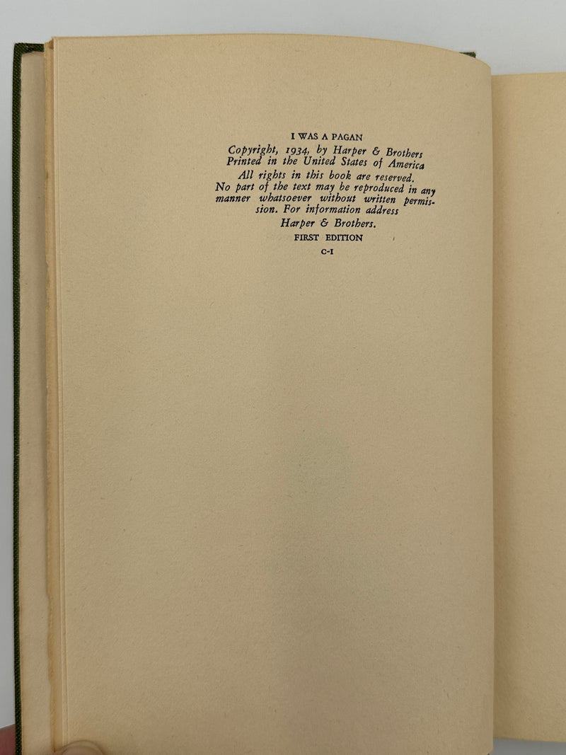 I Was a Pagan by V.C. Kitchen - First Edition from 1934 Recovery Collectibles