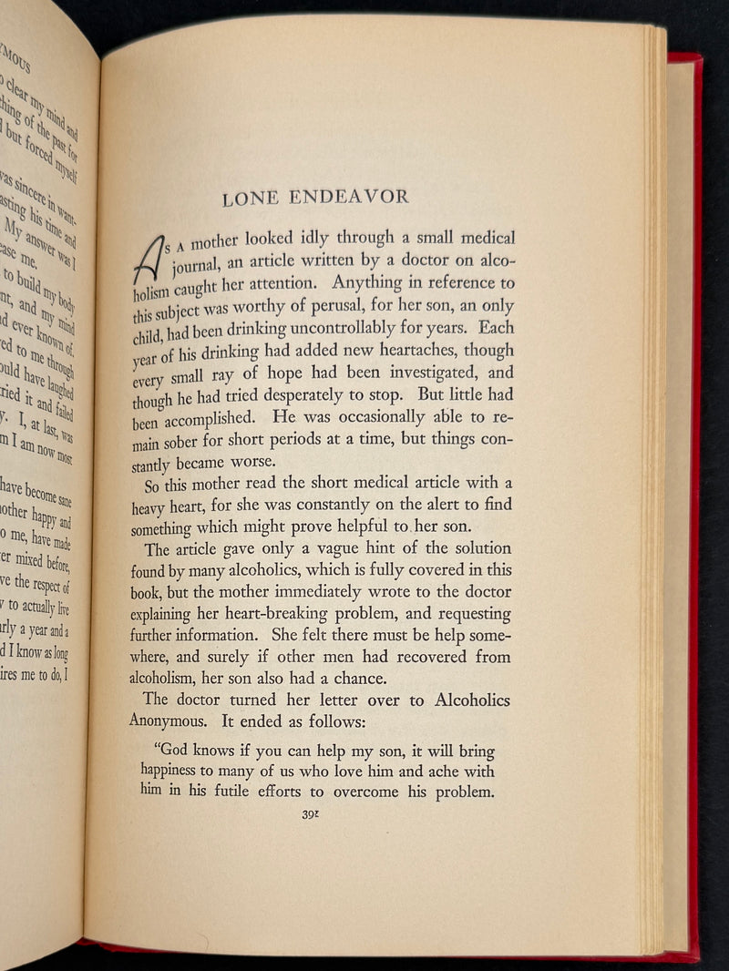 Alcoholics Anonymous Big Book — First Edition, First Printing — April 1939