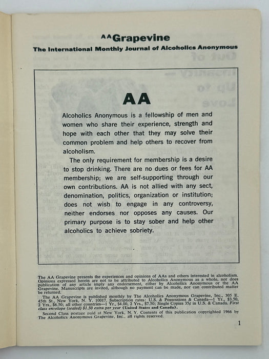 AA Grapevine - Out Of Insanity - February 1966