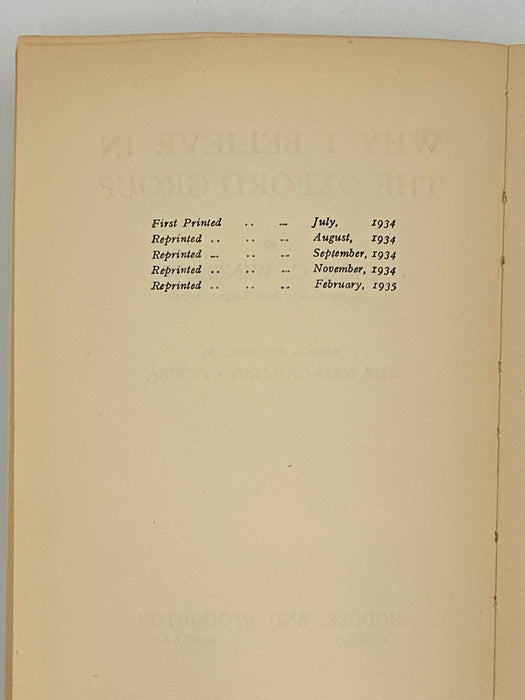 Why I Believe In The Oxford Group by Jack C. Winslow - 1935