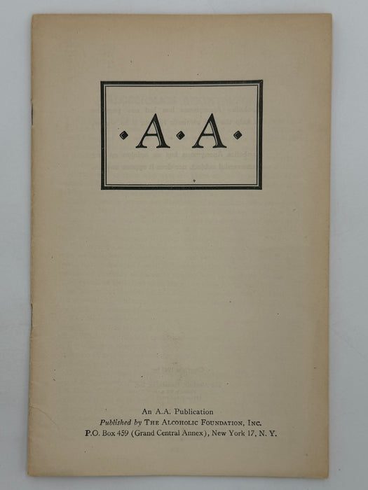 Alcoholics Anonymous 1943 Big Book Promotional Pamphlet