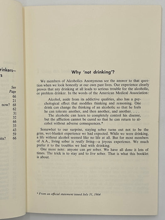 Living Sober - First Printing from 1975