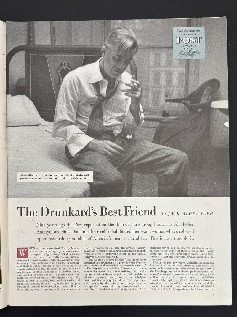 April 1, 1950 Saturday Evening Post featuring Jack Alexander’s Alcoholics Anonymous article “The Drunkard’s Best Friend”