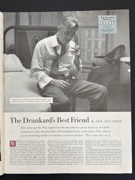 April 1, 1950 Saturday Evening Post featuring Jack Alexander’s Alcoholics Anonymous article “The Drunkard’s Best Friend”