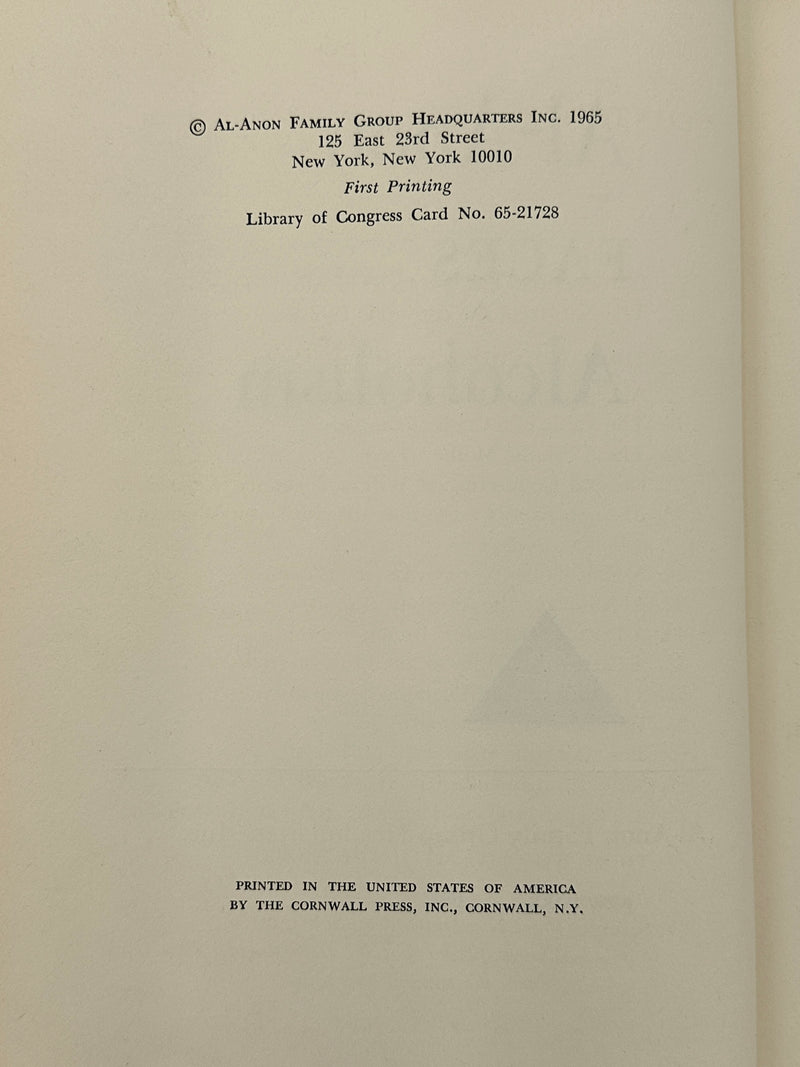 Al-Anon Faces Alcoholism First Printing from 1965 - ODJ Recovery Collectibles