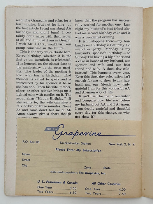 AA Grapevine from July 1957 - A Milestone Issue