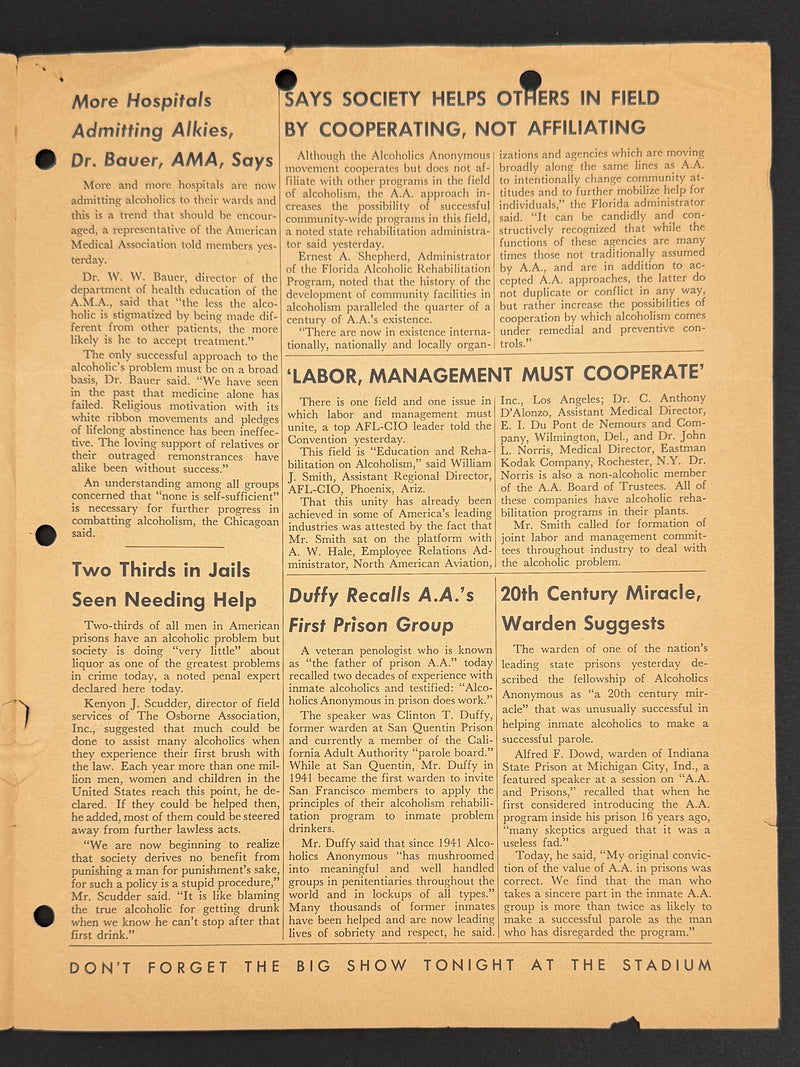1960 Alcoholics Anonymous 25th Anniversary International Convention Collection — Long Beach, California
