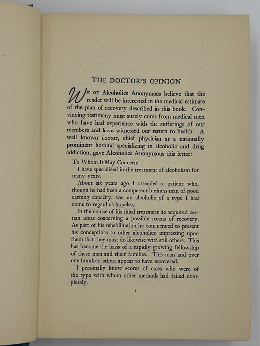 Alcoholics Anonymous First Edition 5th Printing from 1944 - ODJ -  Baby Blue
