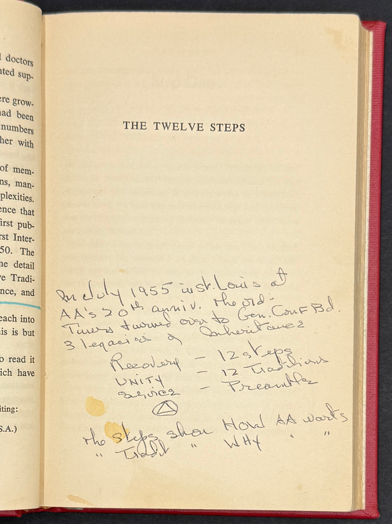 Twelve Steps and Twelve Traditions — First Edition, First Printing (1953) — Inscribed by Bill W. — Custom Bound