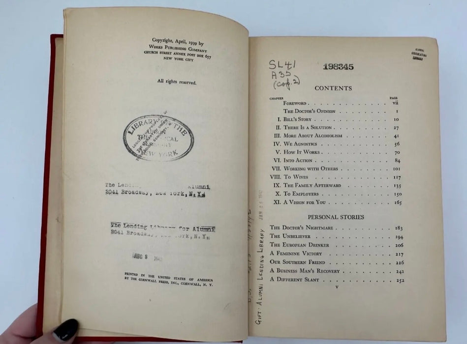 Alcoholics Anonymous First Edition 1st Printing 1939 - ODJ — Recovery ...