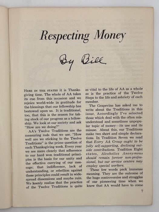 AA Grapevine - Traditions Month - November 1957