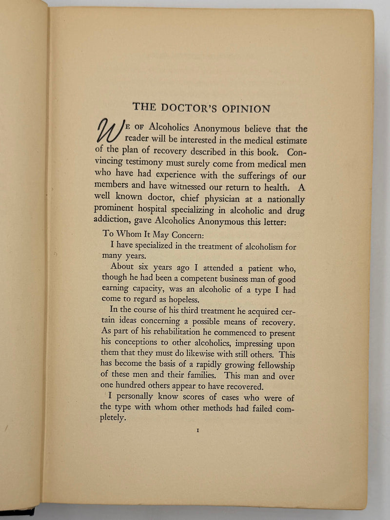 Alcoholics Anonymous Big Book First Edition 2nd Printing from 1941