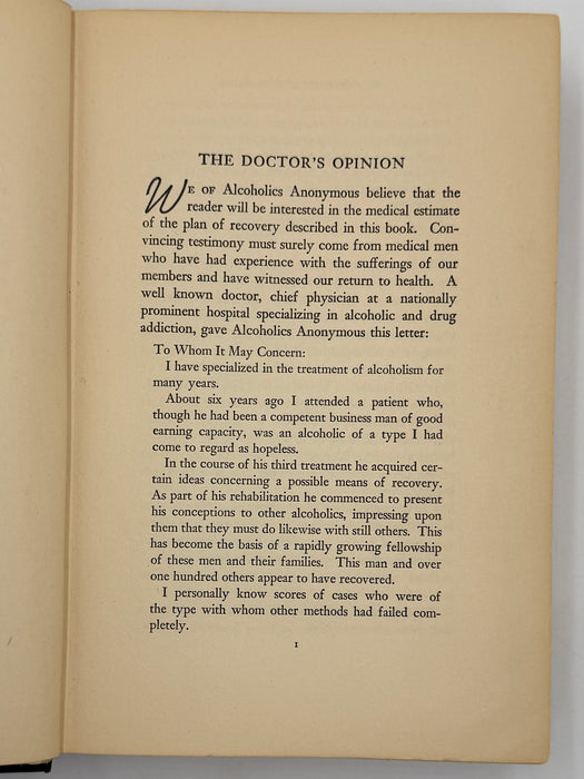 Alcoholics Anonymous Big Book First Edition 2nd Printing from 1941