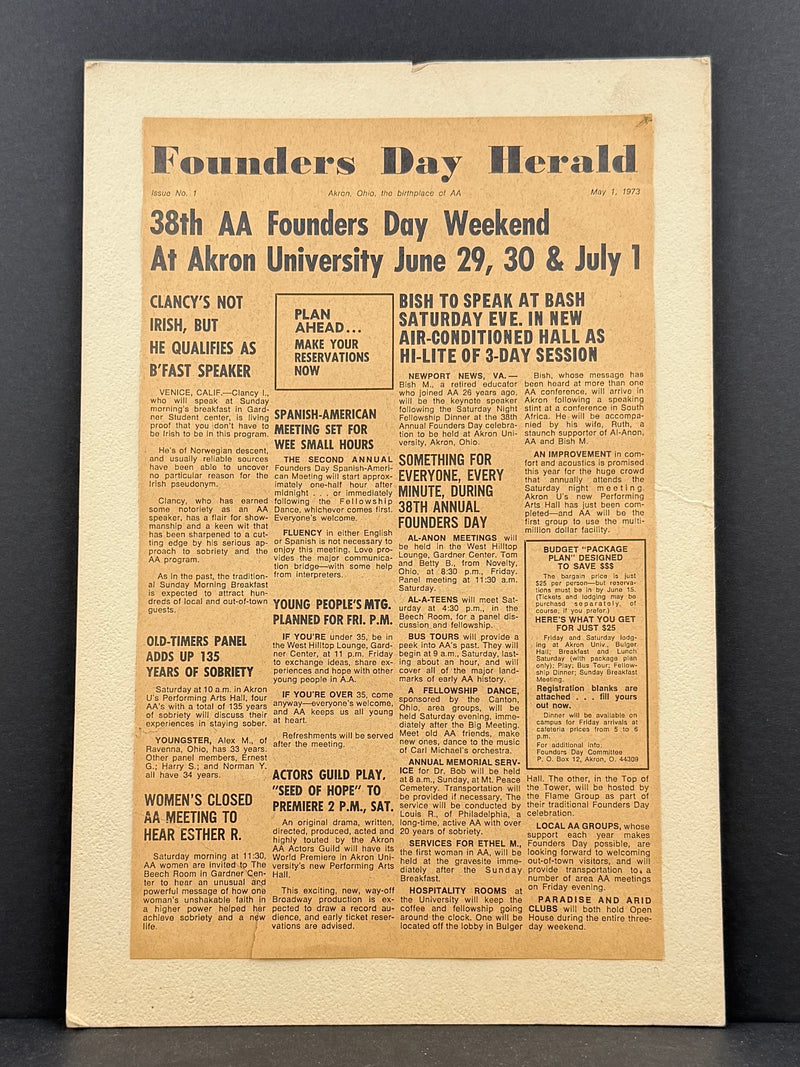 Founders Day Herald — Issue No. 1 — May 1, 1973