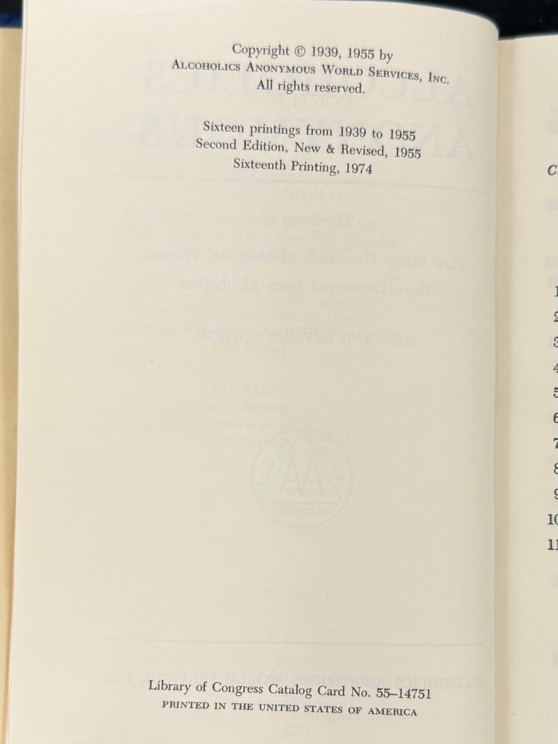 Alcoholics Anonymous — Second Edition, Sixteenth Printing (1974)