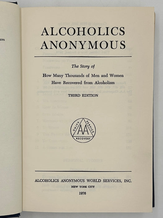 Alcoholics Anonymous Third Edition First Printing from 1976 with ODJ