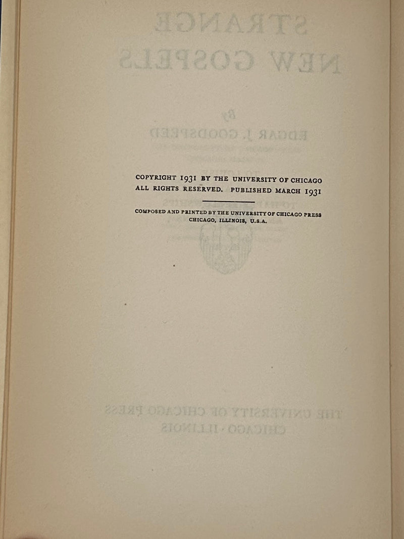 Strange New Gospels by Edgar Johnson Goodspeed from 1931 with the original dust jacket Recovery Collectibles