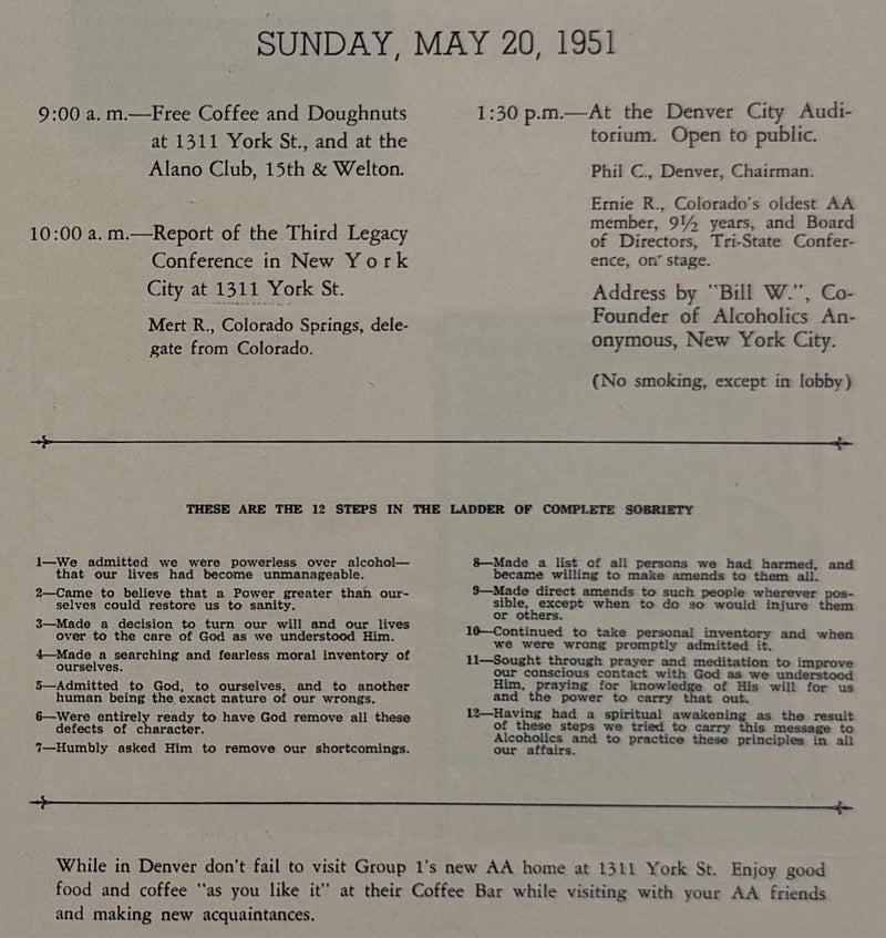 1951 A.A. Tri-State Conference — Denver, Colorado — Bill W. Featured Speaker