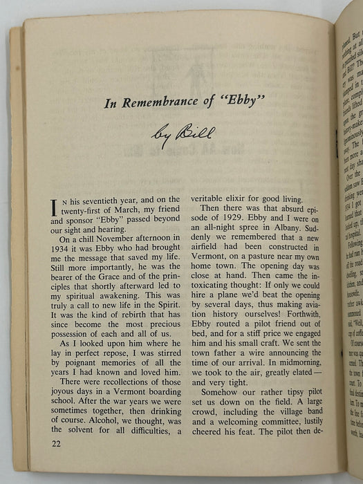 AA Grapevine from June 1966 - In Remembrance of Ebby by Bill