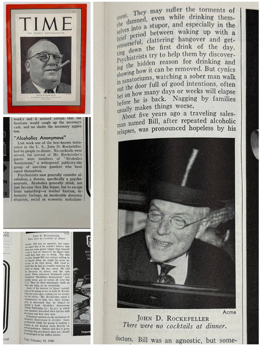 Time Magazine from February 1940 - Alcoholics Anonymous Rockefeller Dinner