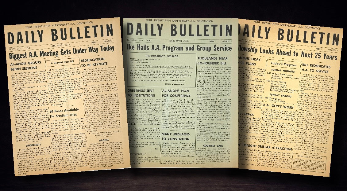 Set of Twenty-Fifth Anniversary A.A. Convention Daily Bulletins - 1960 in Long Beach, CA