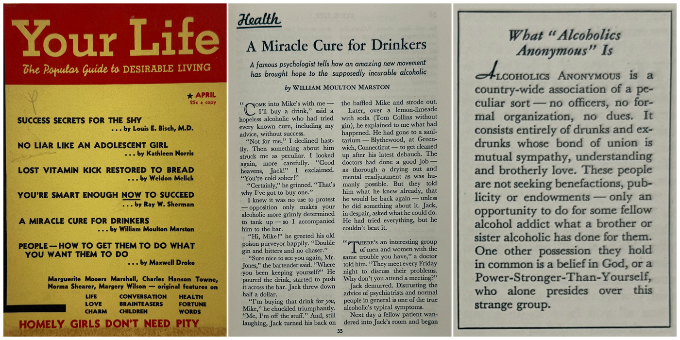Your Life: The Popular Guide to Desirable Living — April 1940 Featuring “A Miracle Cure for Drinkers” by William Moulton Marston