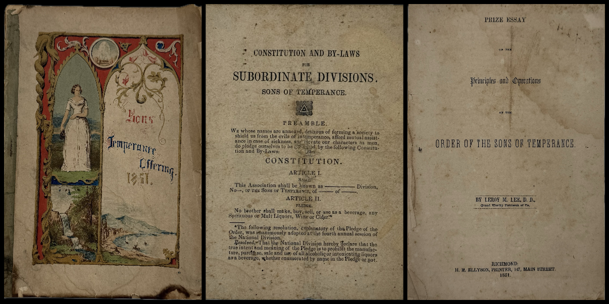 Set of Three Early Sons of Temperance Publications (ca. 1850–1855)