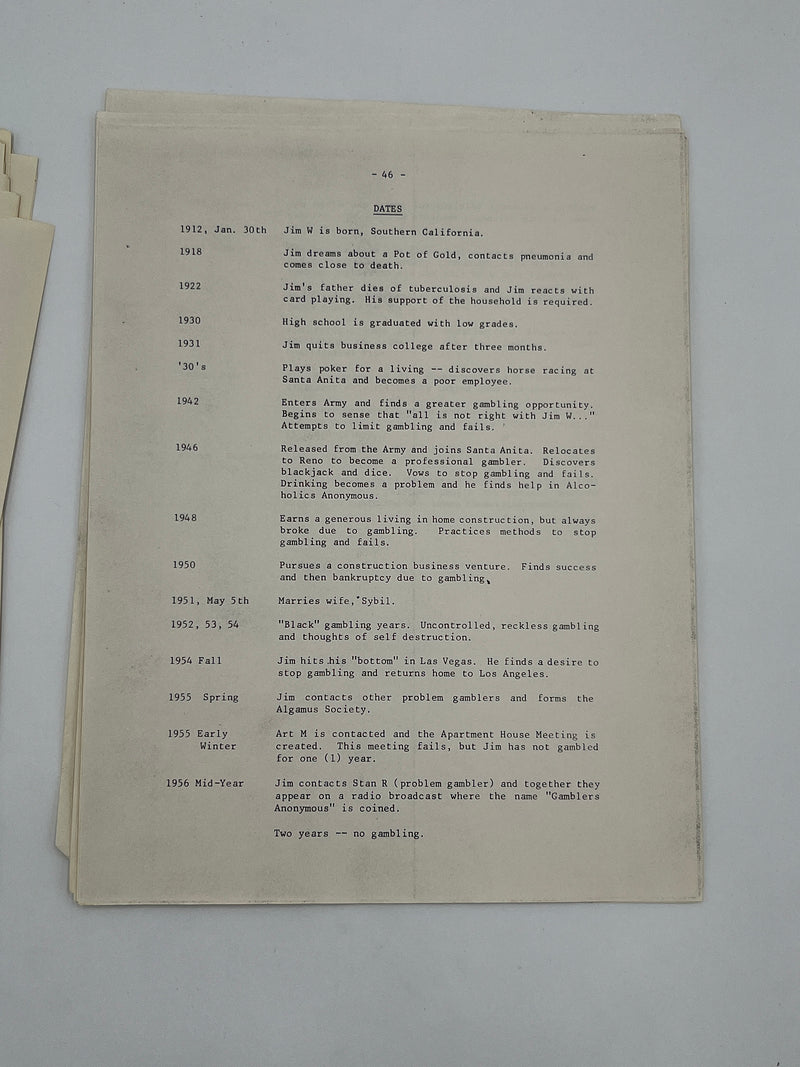 The Jim Willis & Early Gamblers Anonymous Archive