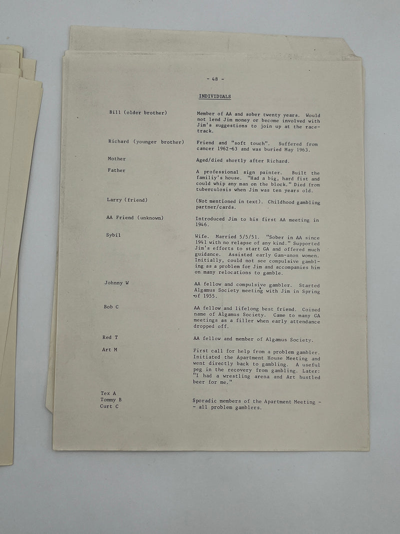 The Jim Willis & Early Gamblers Anonymous Archive